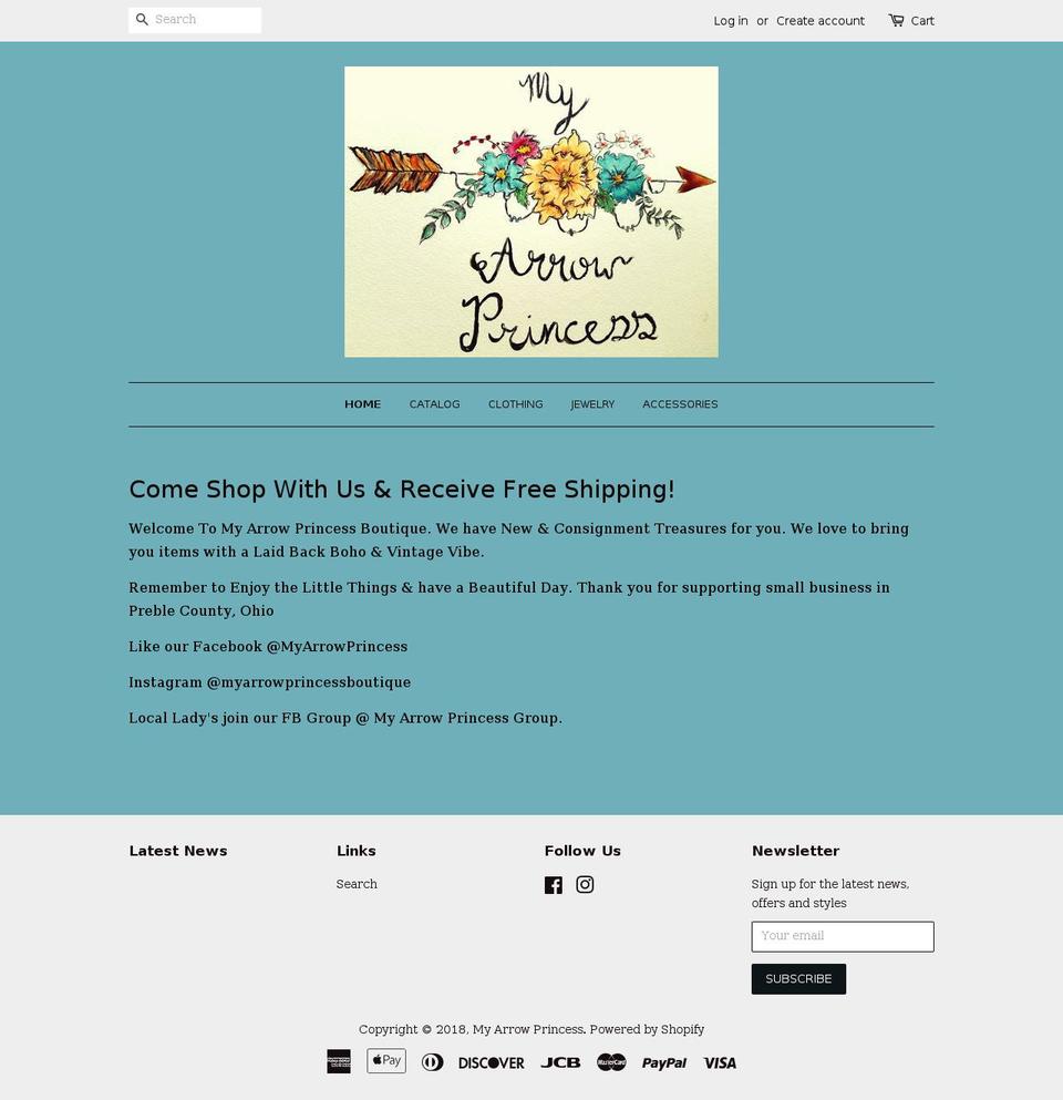 myarrowprincess.com — Shopify storefront screenshot