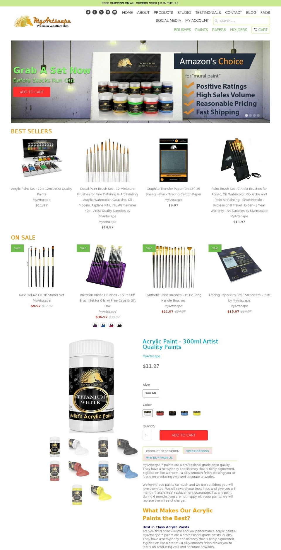 myartscape.com — Shopify storefront screenshot