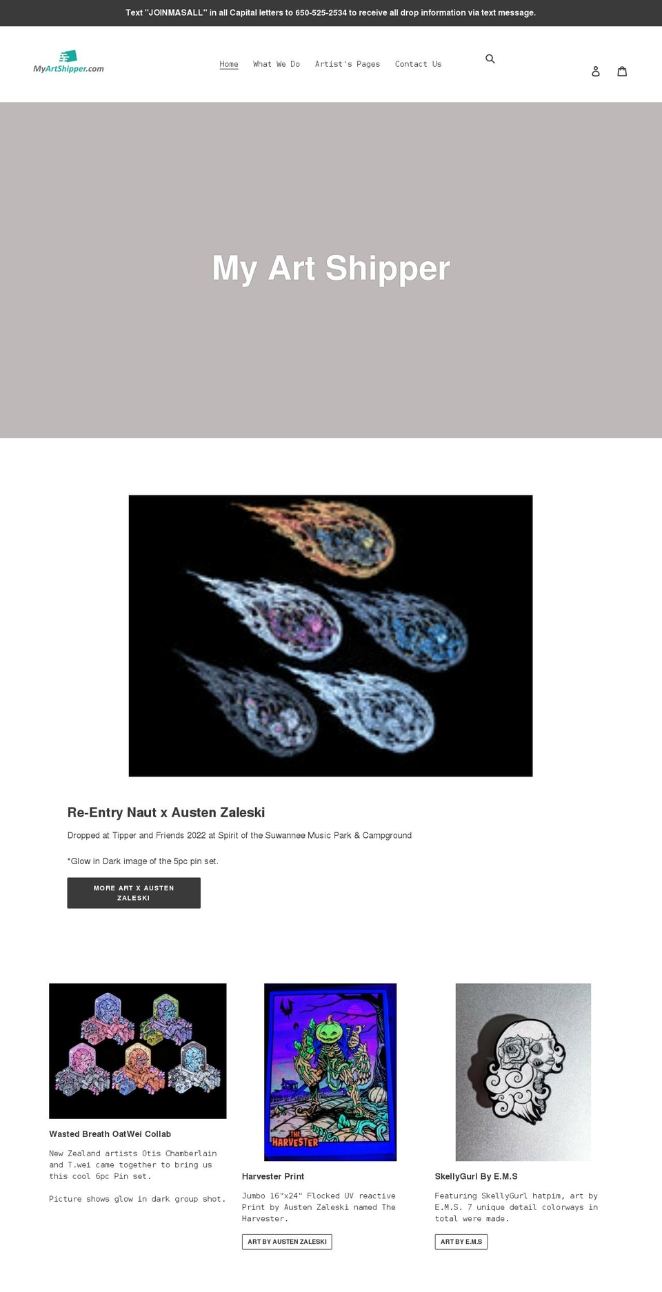 myartshipper.com shopify website screenshot
