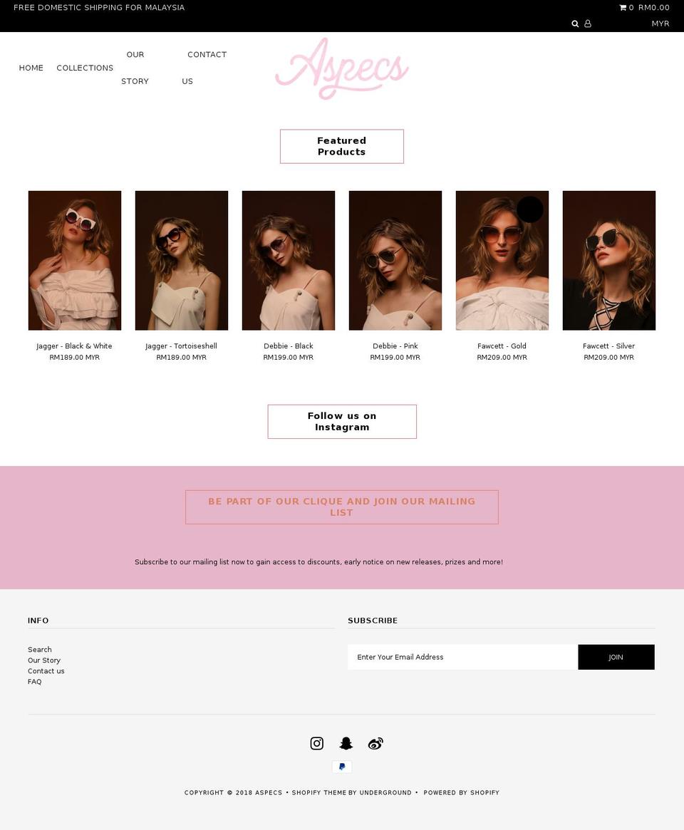 myaspecs.com — Shopify storefront screenshot