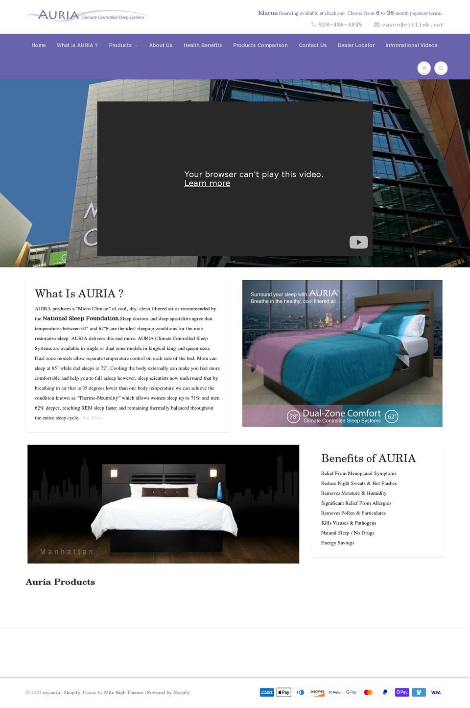 myauria.com — Shopify storefront screenshot