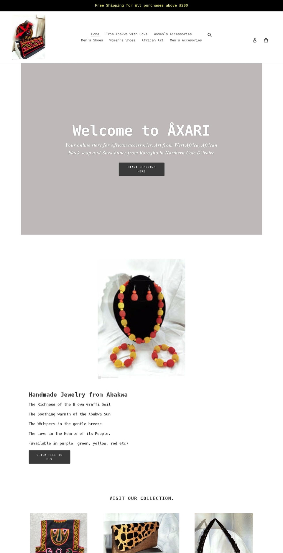 myaxari.com shopify website screenshot