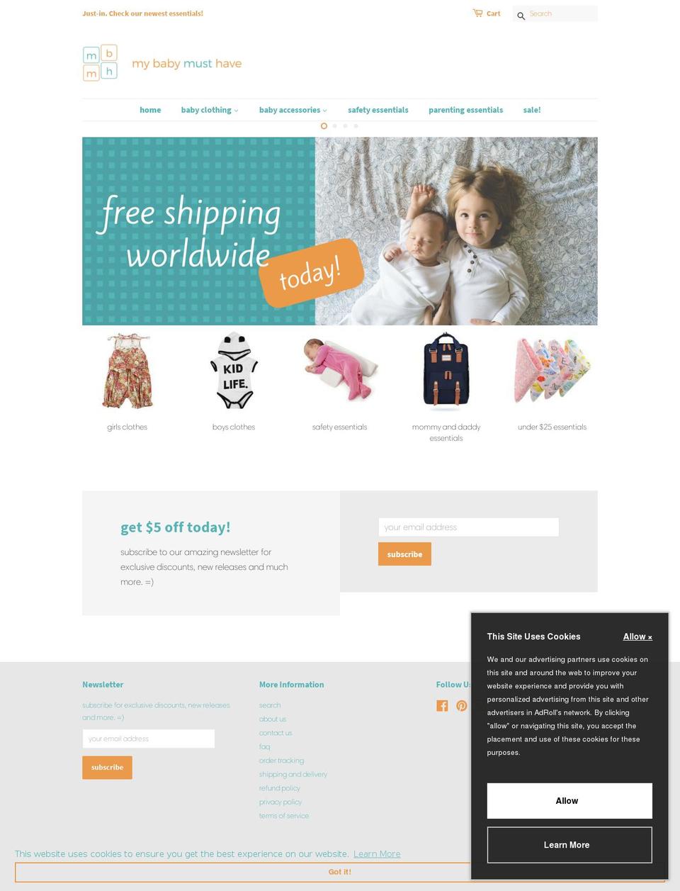 mybabymusthave.com — Shopify storefront screenshot