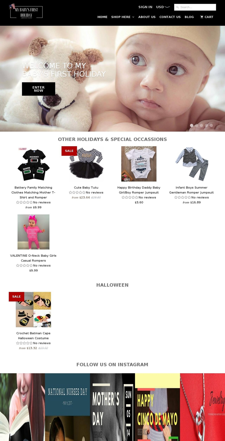 mybabysfirstholiday.com — Shopify storefront screenshot
