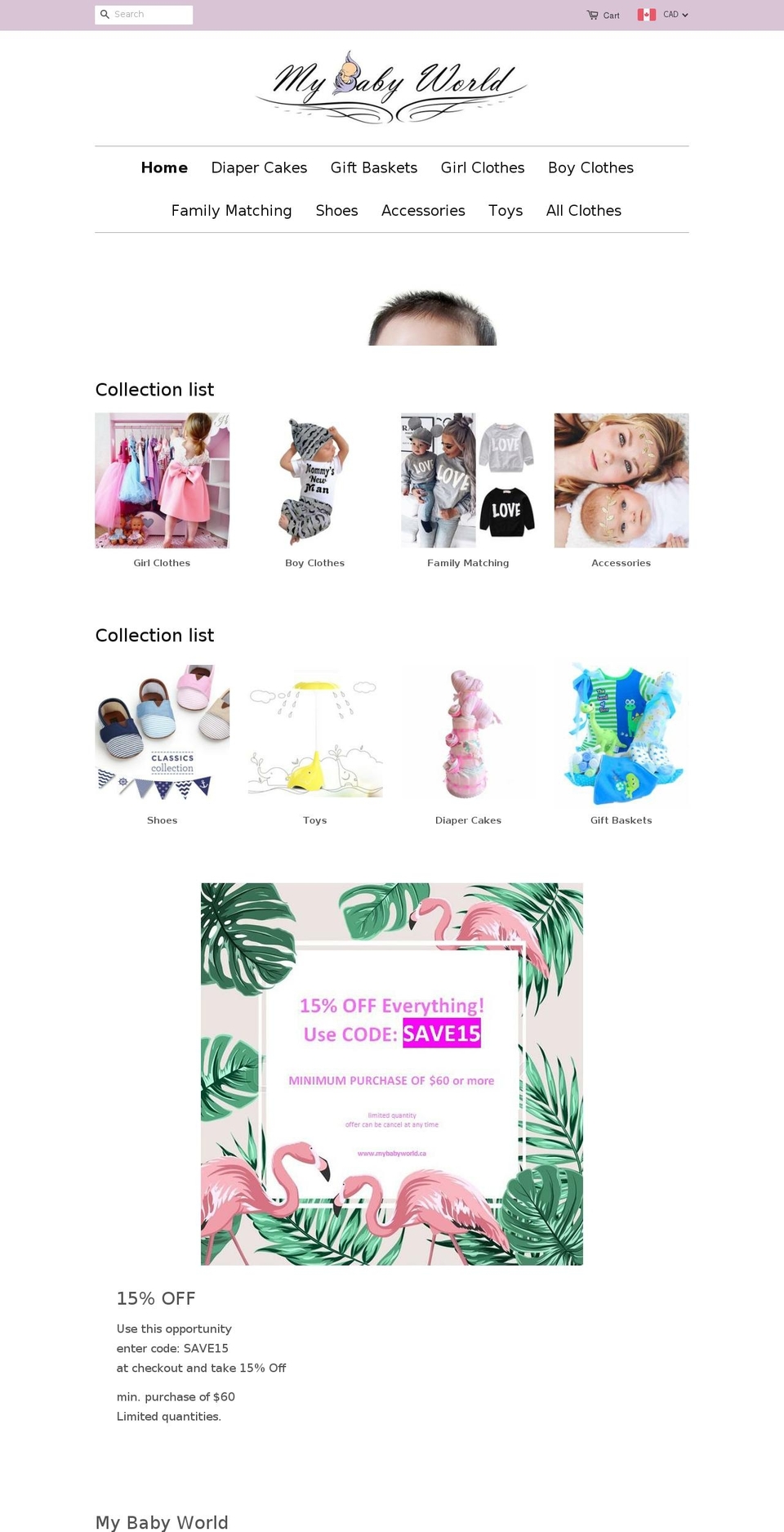 mybabyworld.ca shopify website screenshot