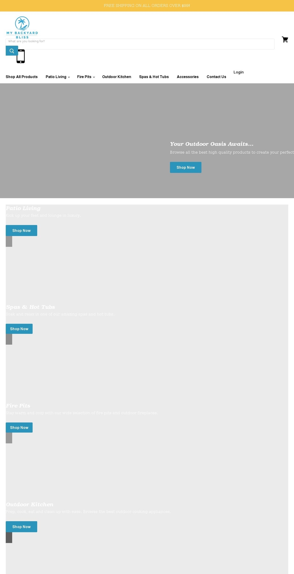 mybackyardbliss.com shopify website screenshot