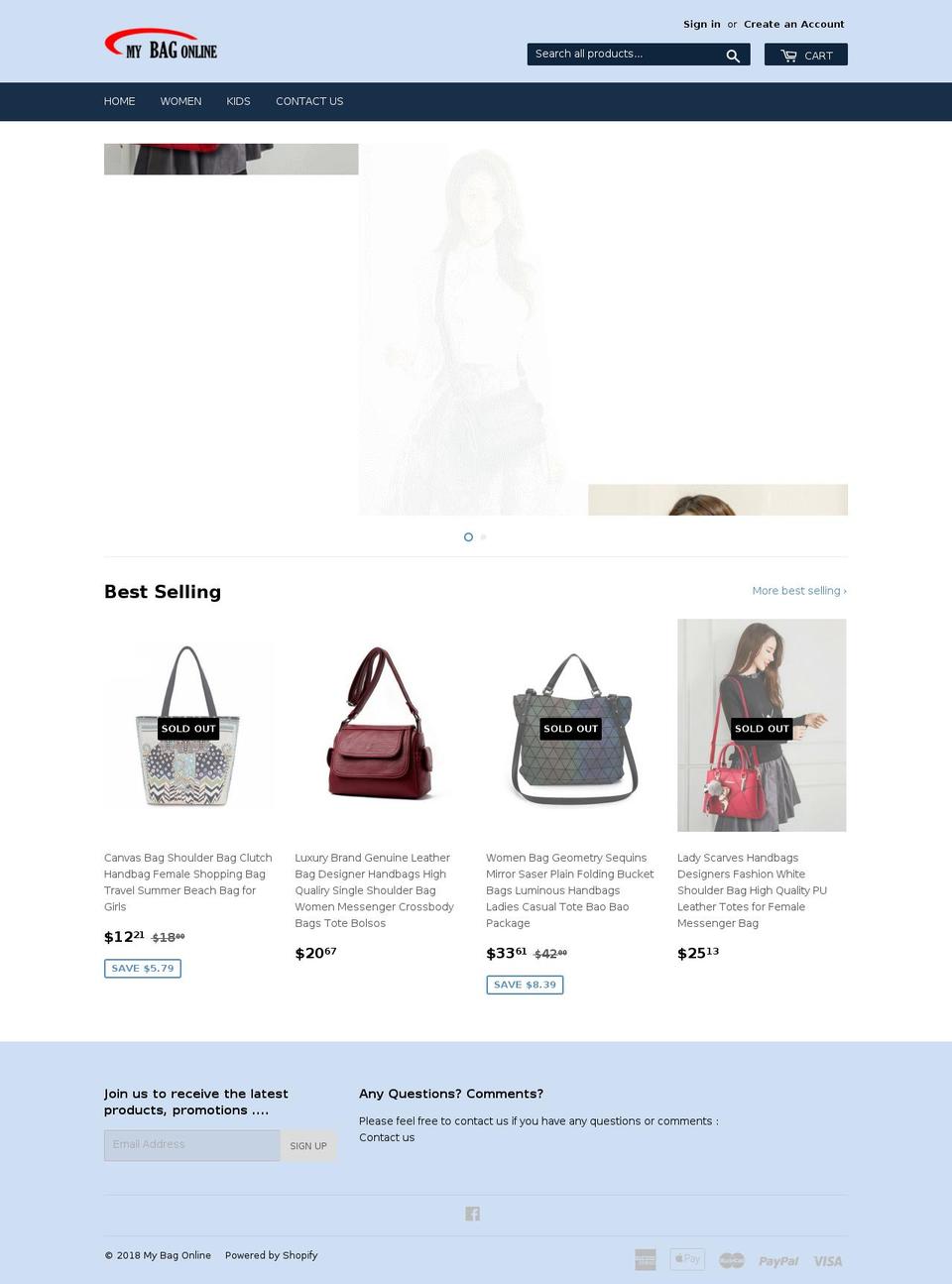 mybagonline.com — Shopify storefront screenshot
