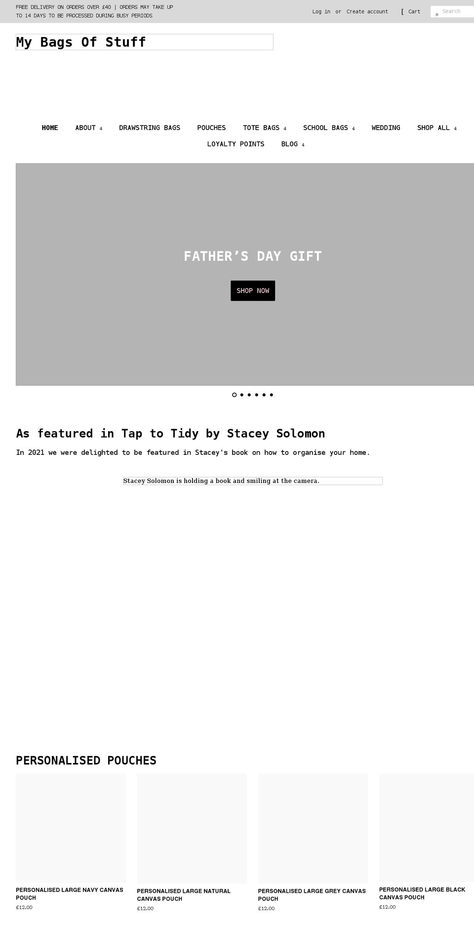 mybagsofstuff.co.uk shopify website screenshot