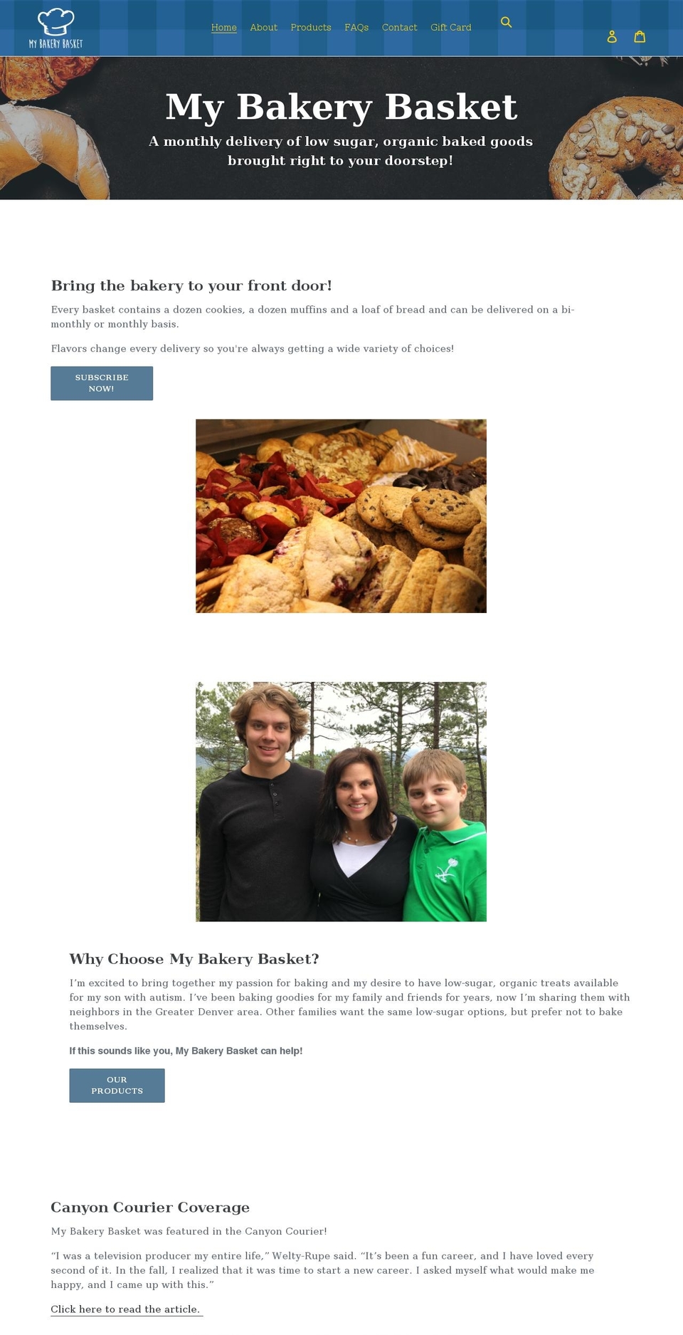 mybakerybasket.com shopify website screenshot