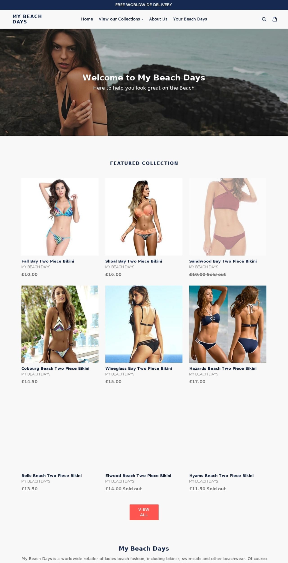 mybeachdays.com — Shopify storefront screenshot