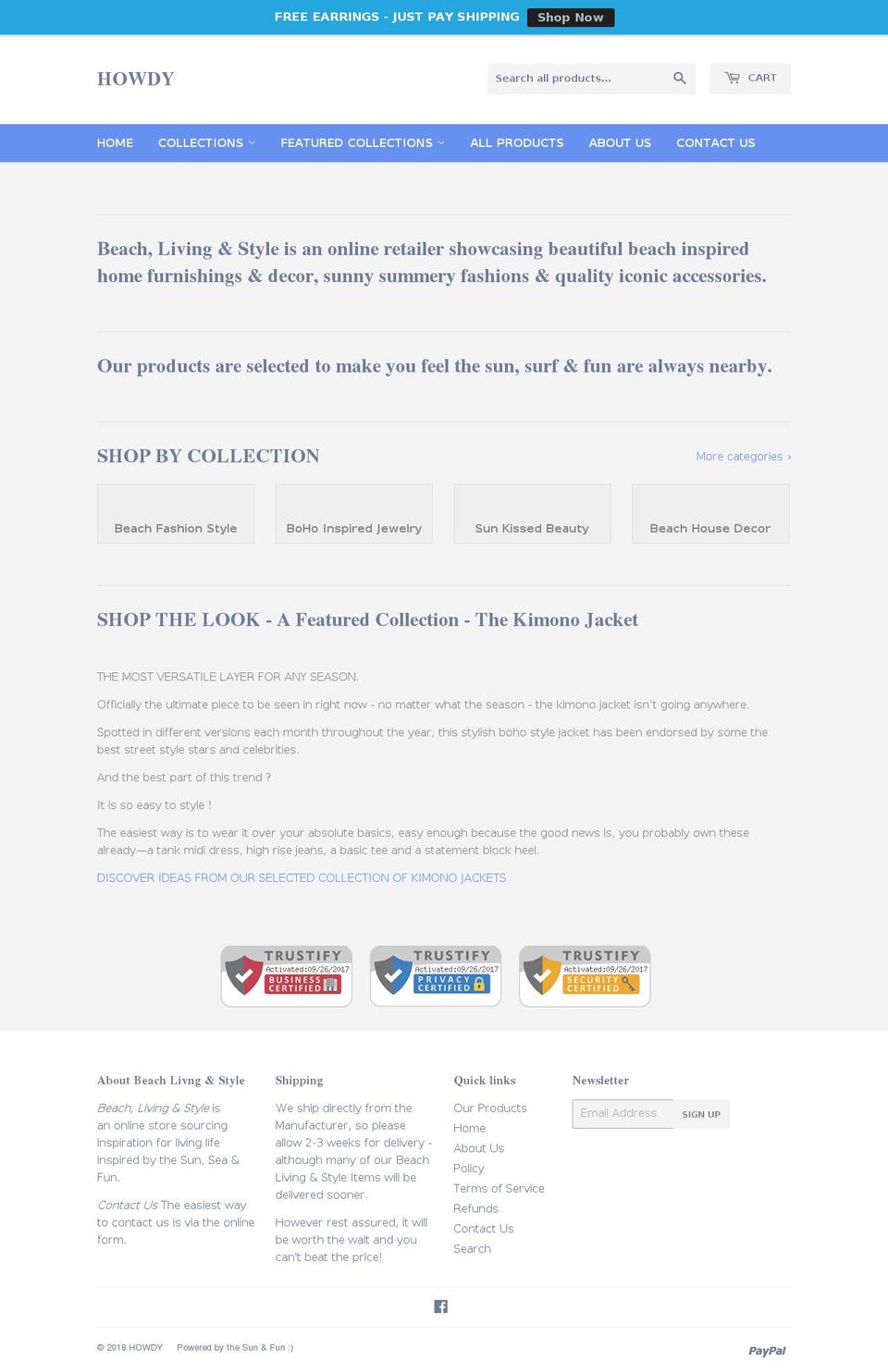 mybeachlivingstyle.com — Shopify storefront screenshot