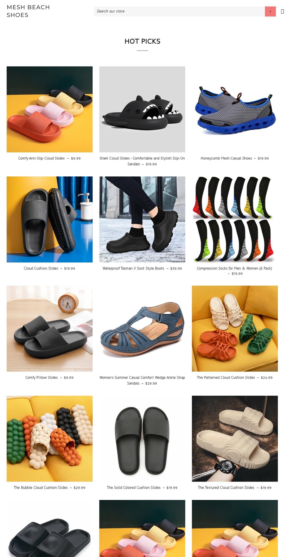 mybeachshoes.com shopify website screenshot