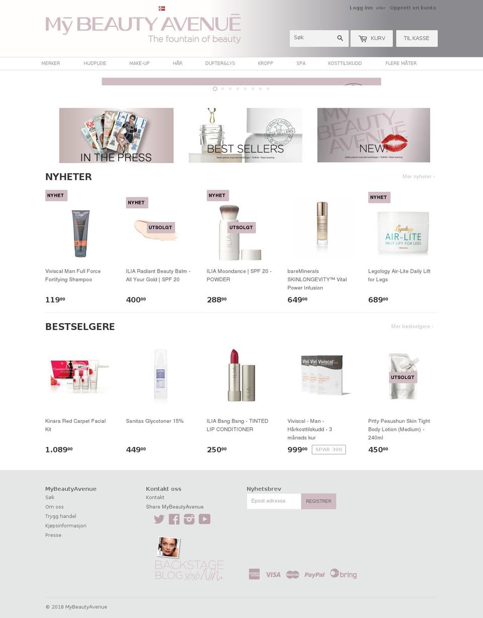 mybeautyavenue.se shopify website screenshot