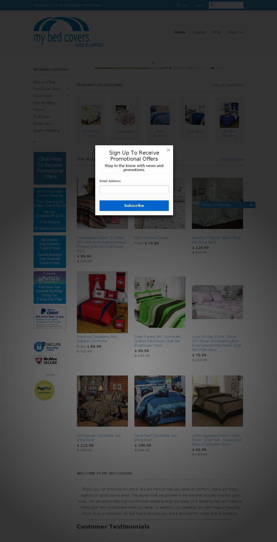 mybedcovers.com shopify website screenshot
