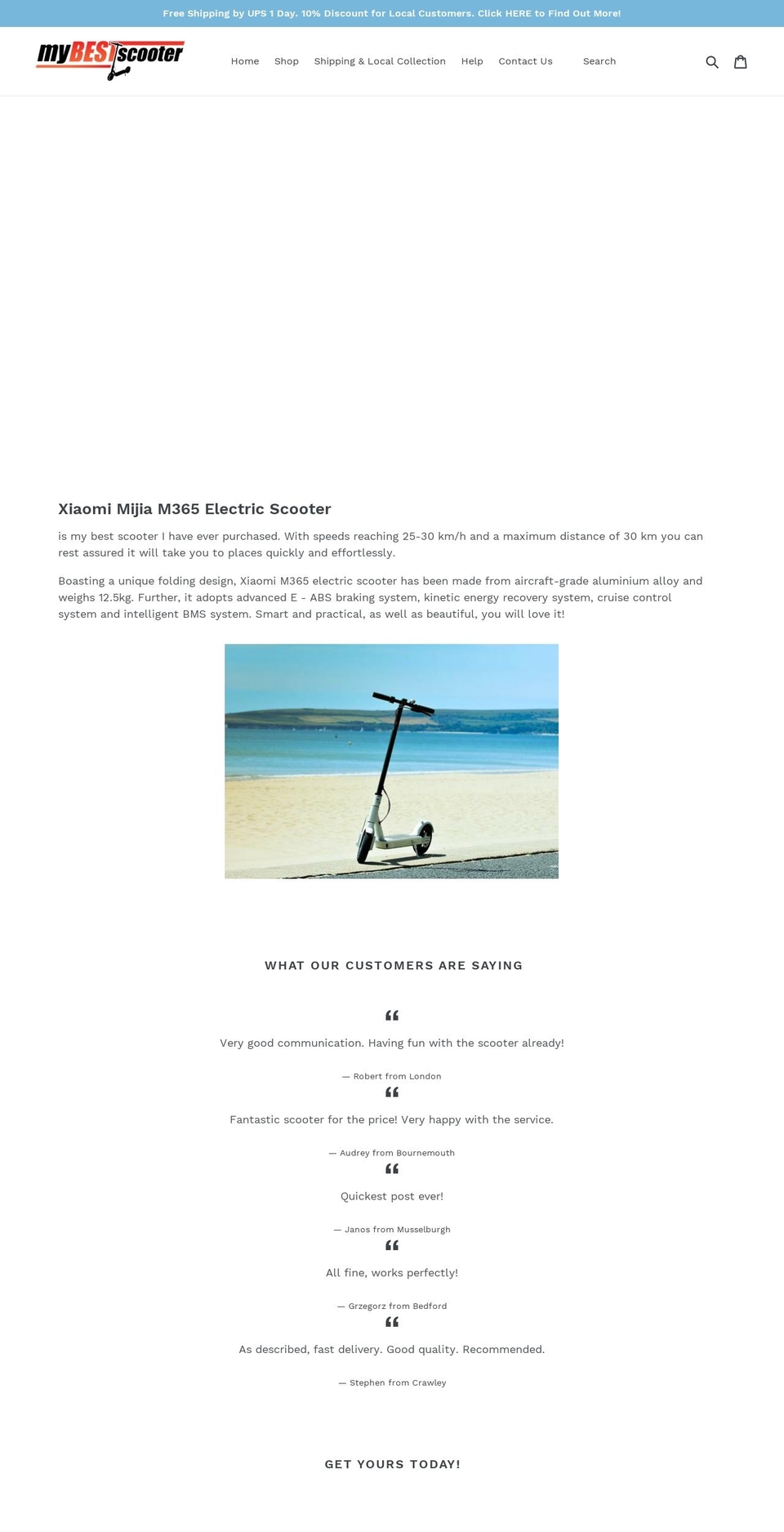 mybestscooter.com shopify website screenshot