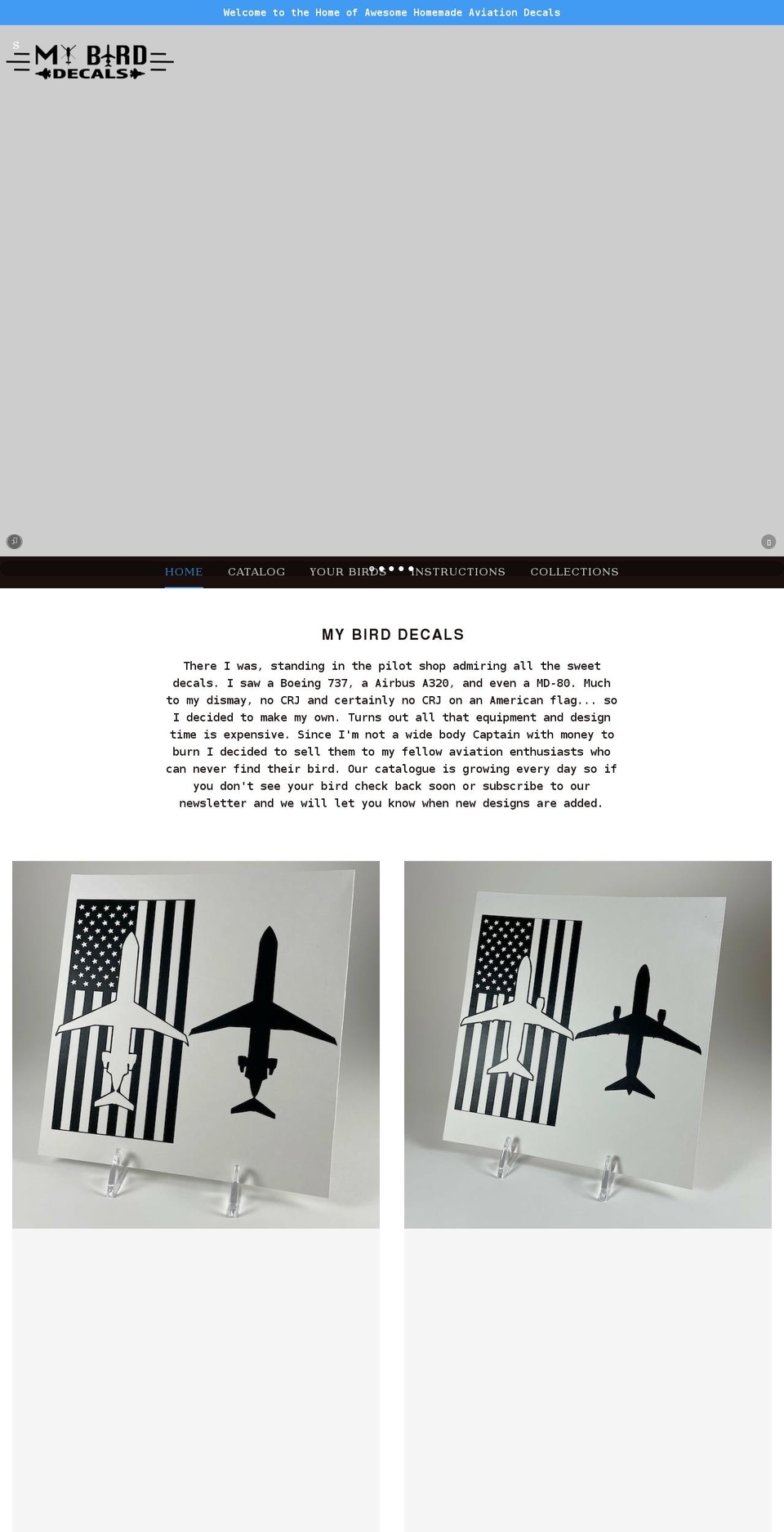 mybirddecals.com shopify website screenshot