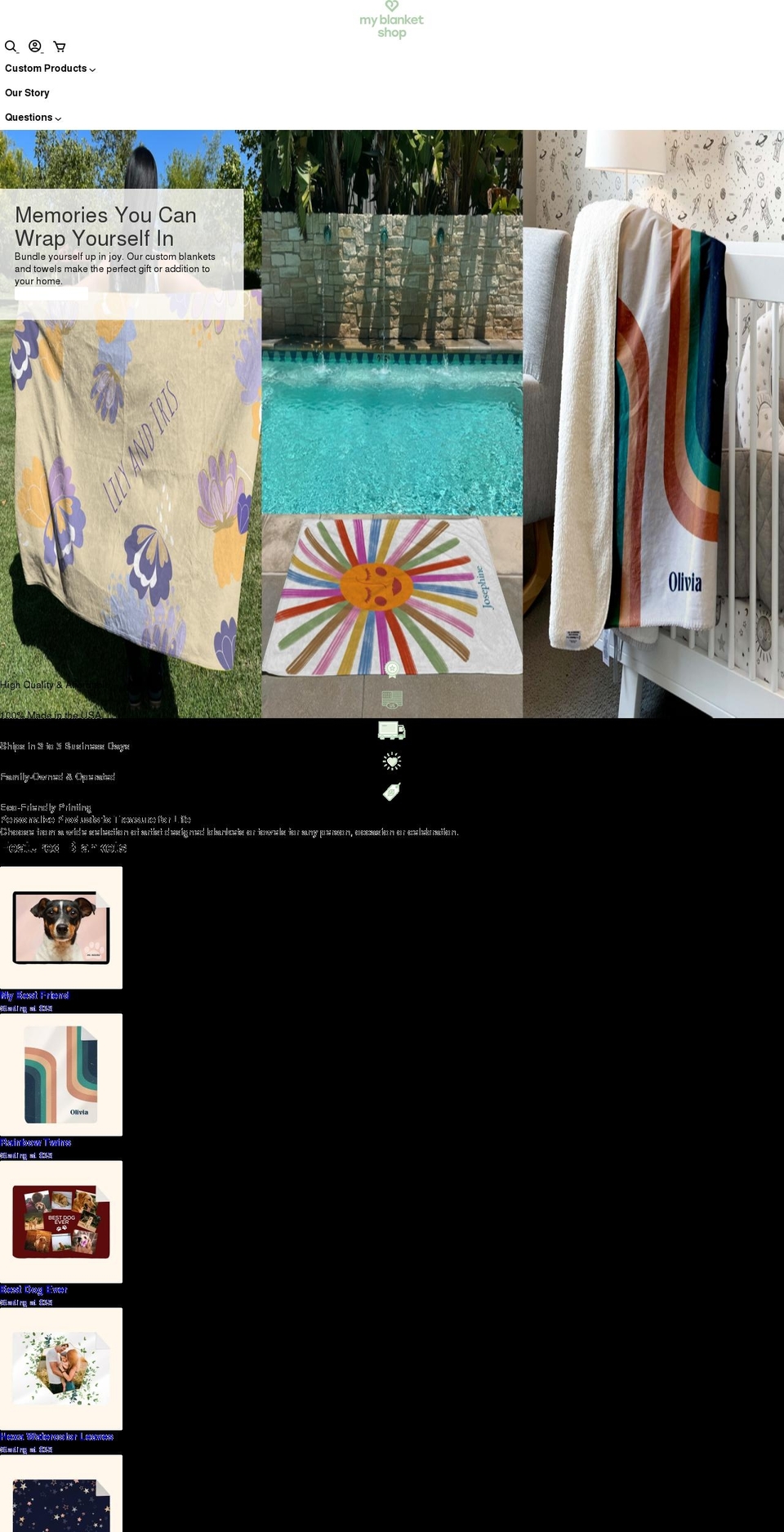 myblanketshop.com shopify website screenshot
