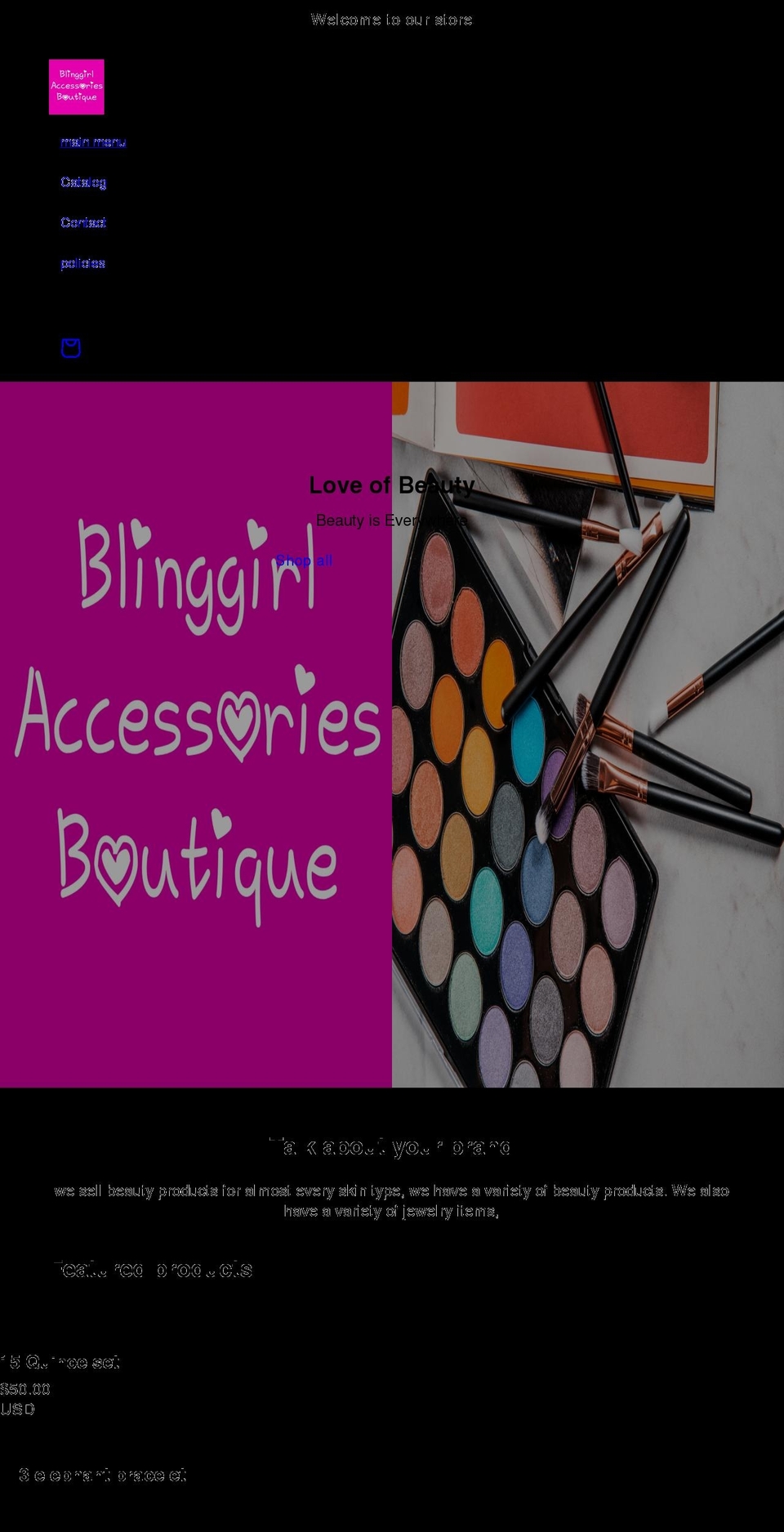 myblinggirl.com shopify website screenshot