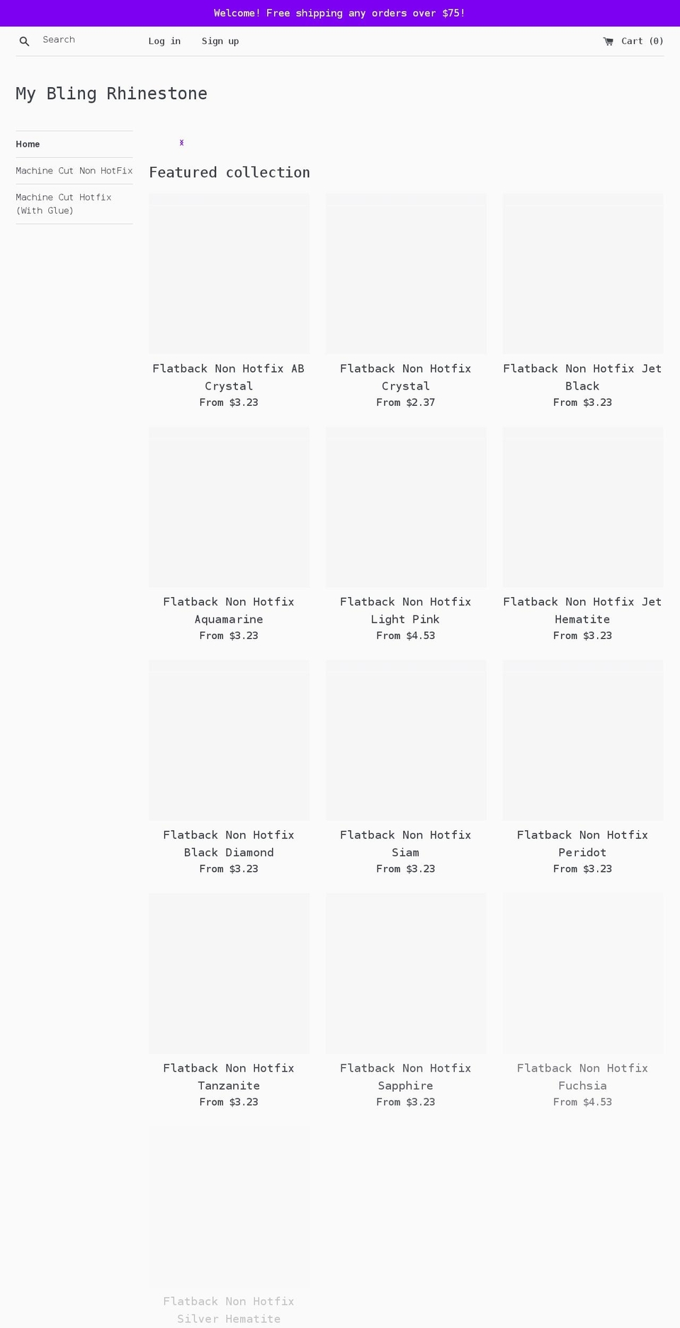 myblingrhinestone.com shopify website screenshot