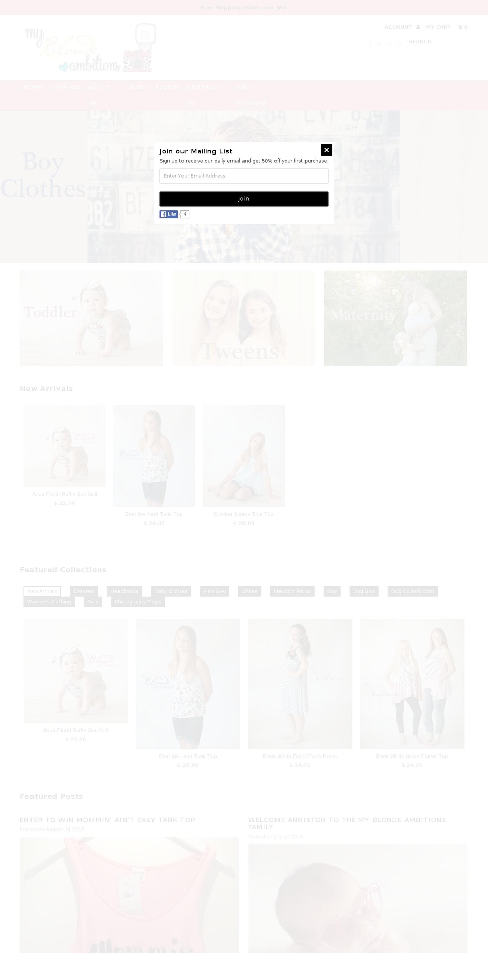 myblondeambitions.com shopify website screenshot