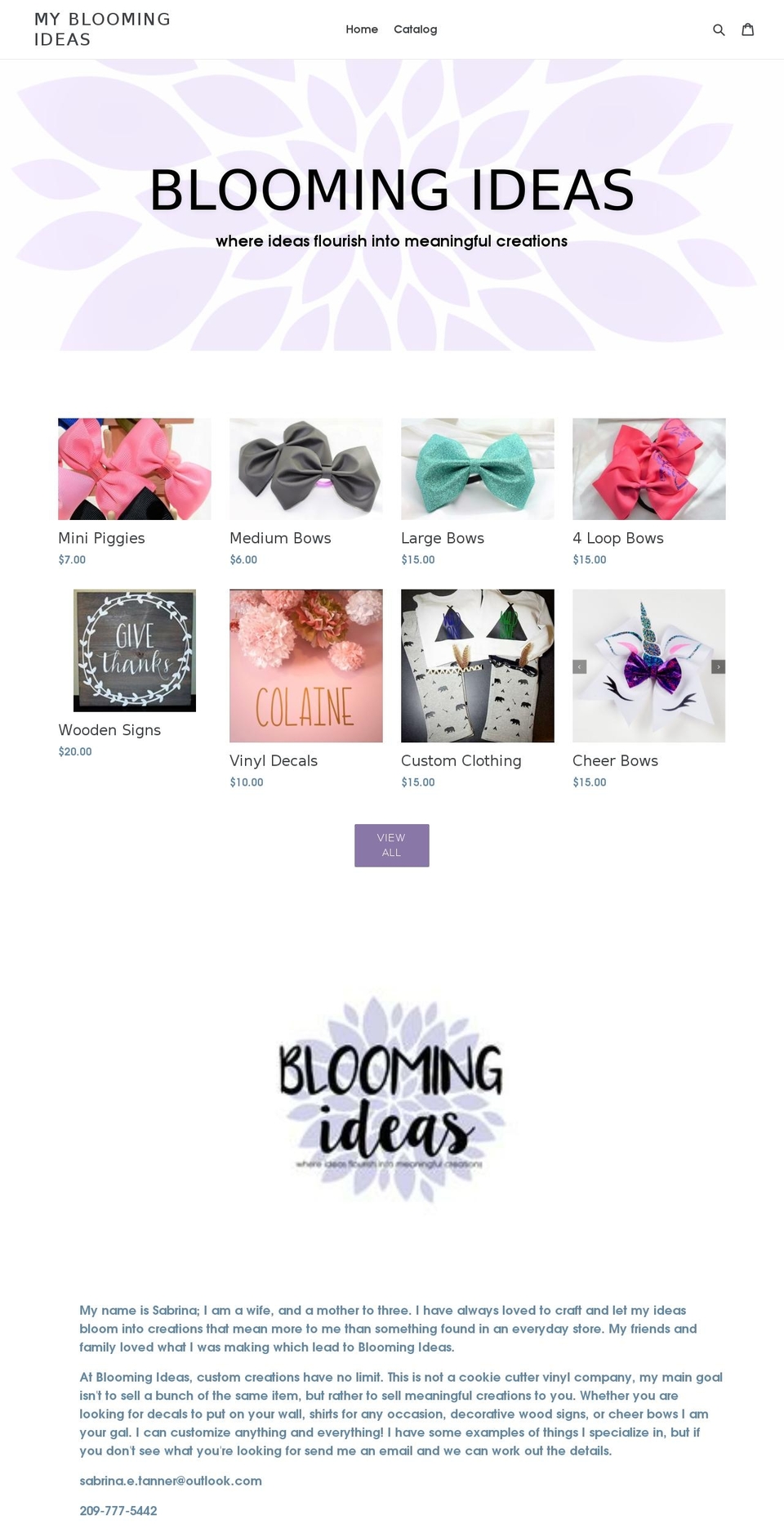 mybloomingideas.com — Shopify storefront screenshot