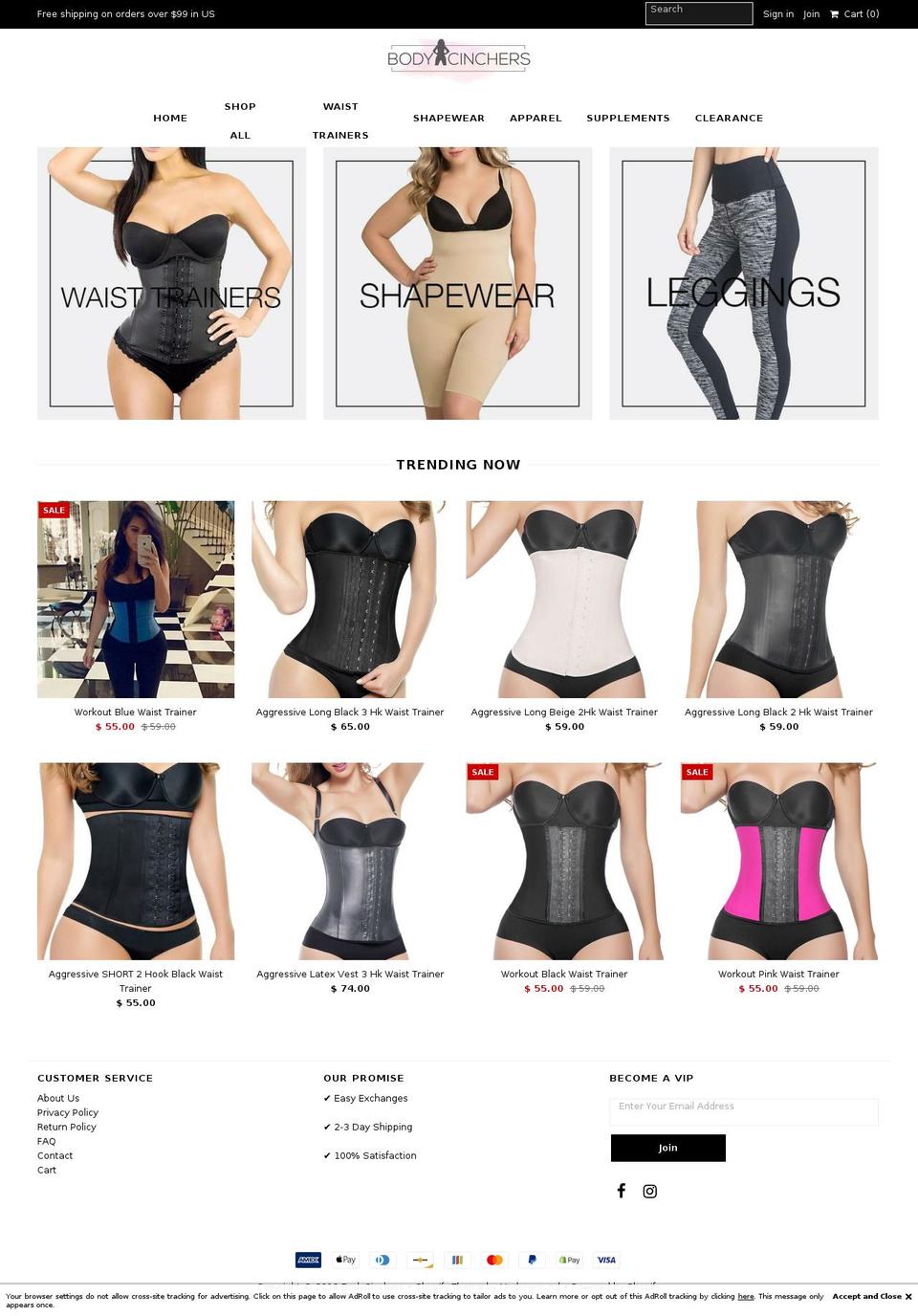 mybodycinchers.com — Shopify storefront screenshot