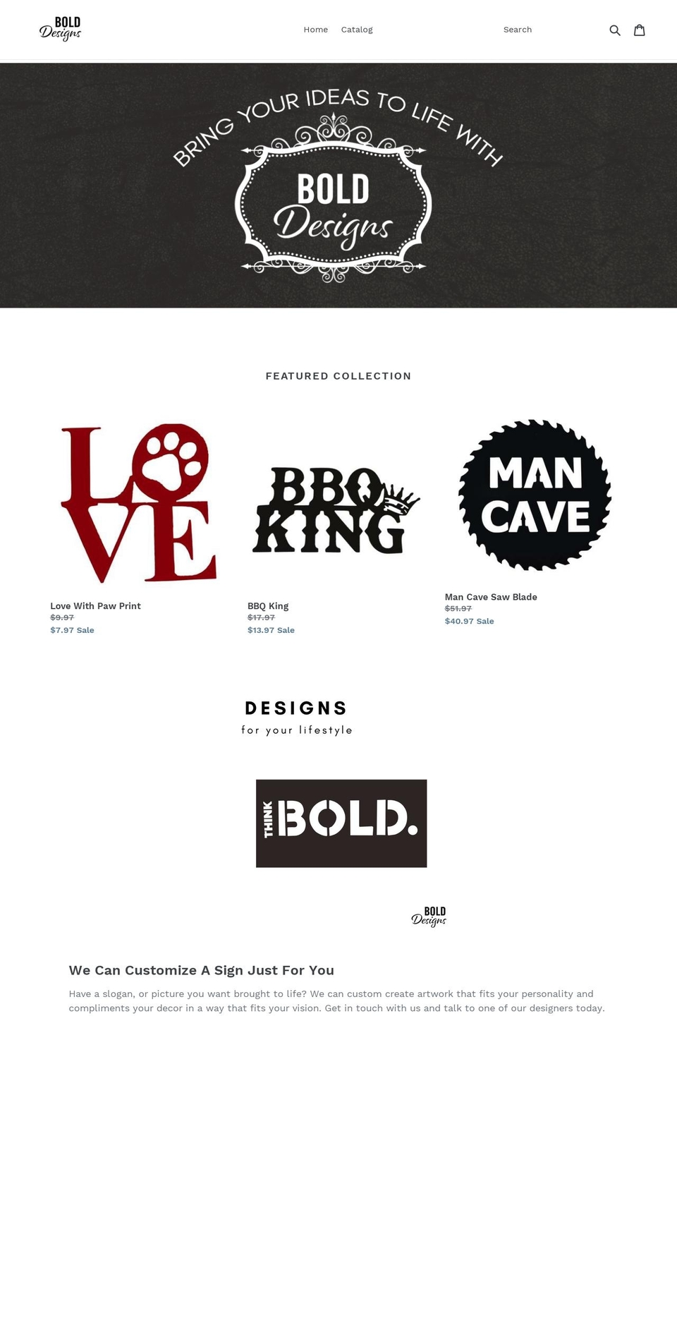 mybolddesigns.com shopify website screenshot