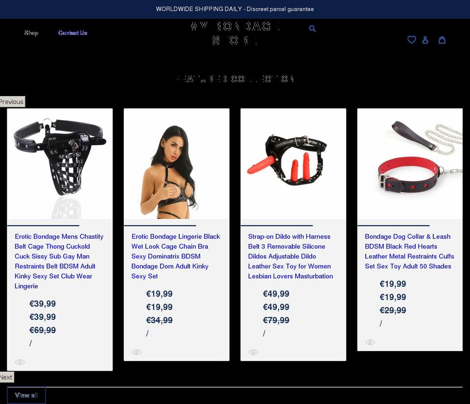 mybondagestore.com shopify website screenshot