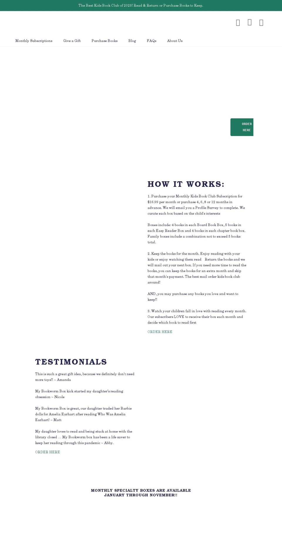mybookwormbox.com — Shopify storefront screenshot