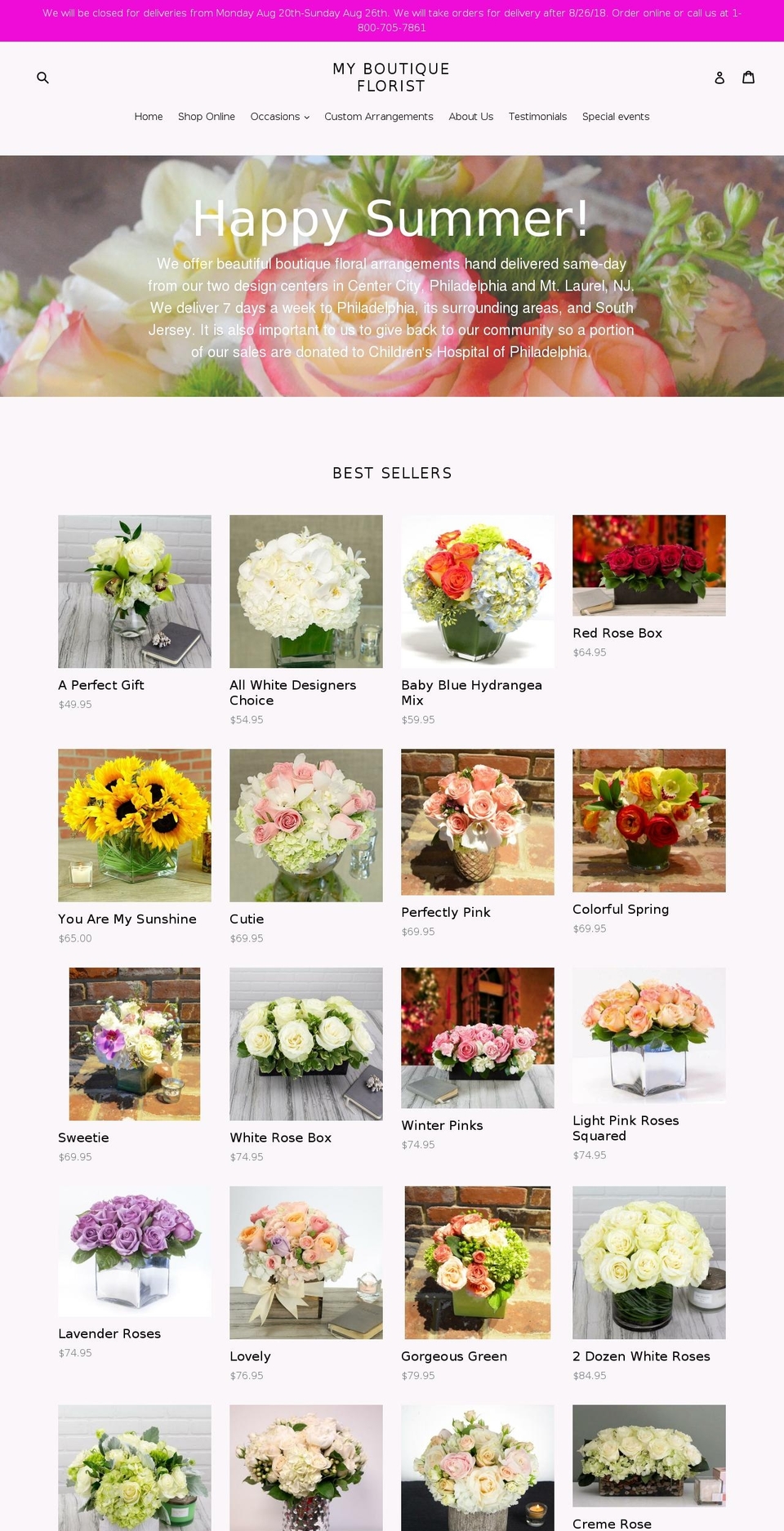 myboutiqueflorist.com shopify website screenshot