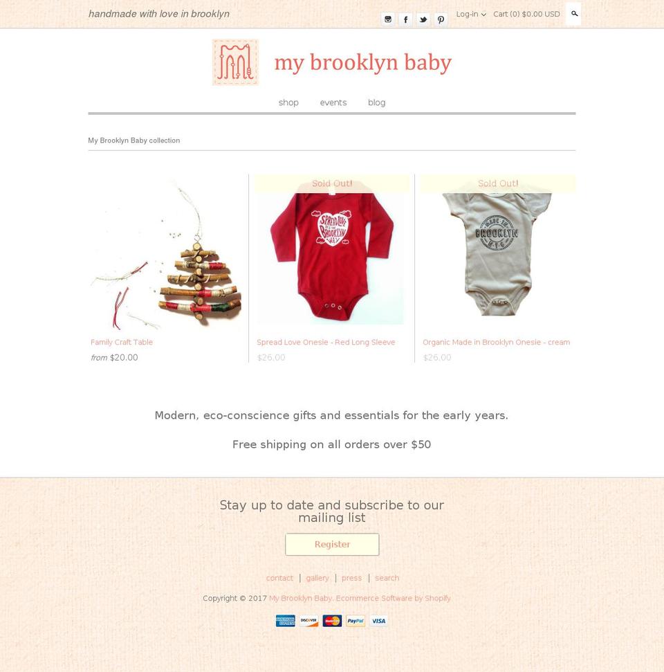 mybrooklynbaby.org shopify website screenshot