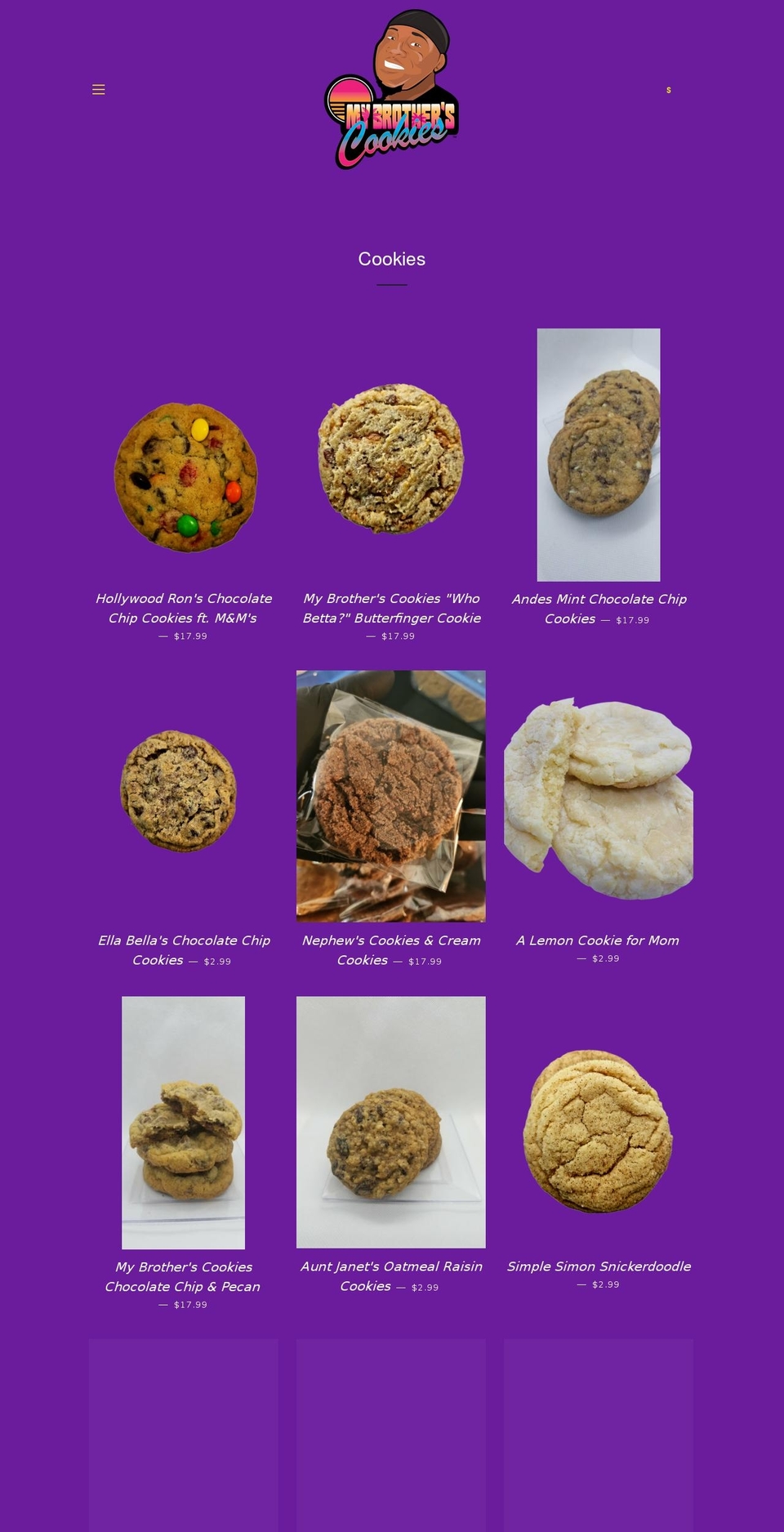 mybrotherscookies.com shopify website screenshot