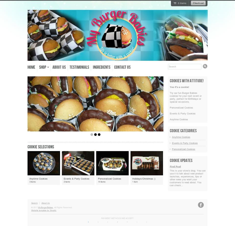 Radiance Shopify theme site example myburgerbabies.com