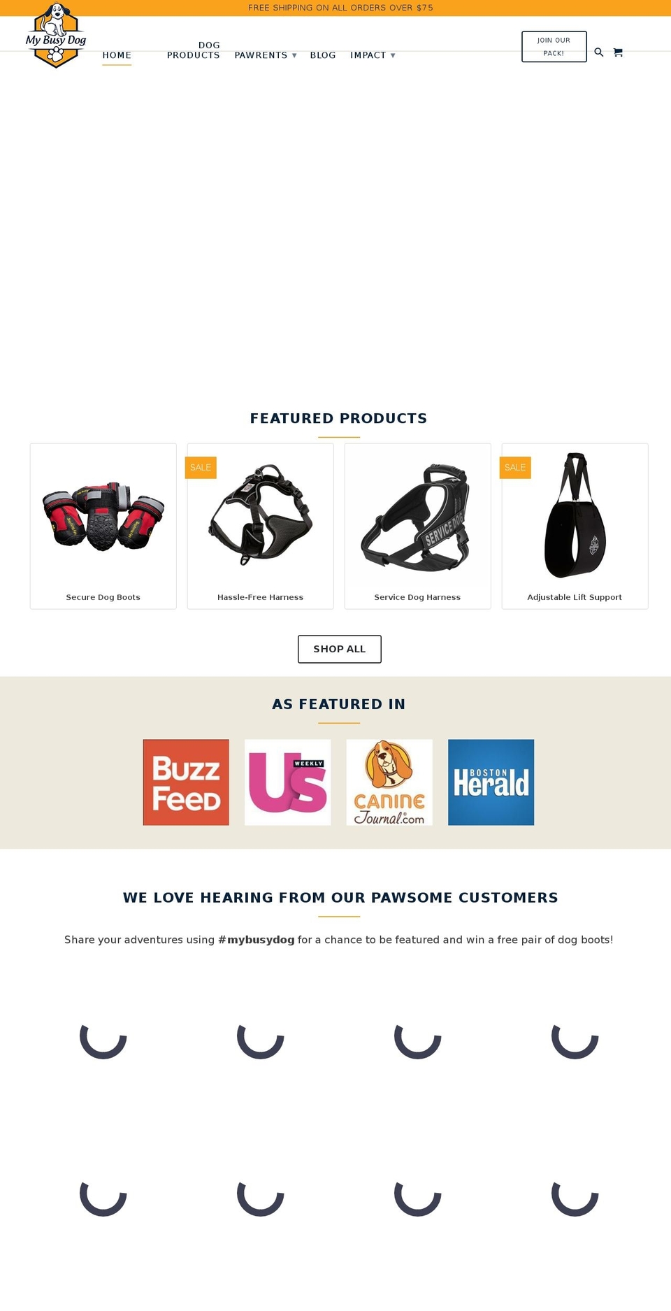 mybusydog.com — Shopify storefront screenshot