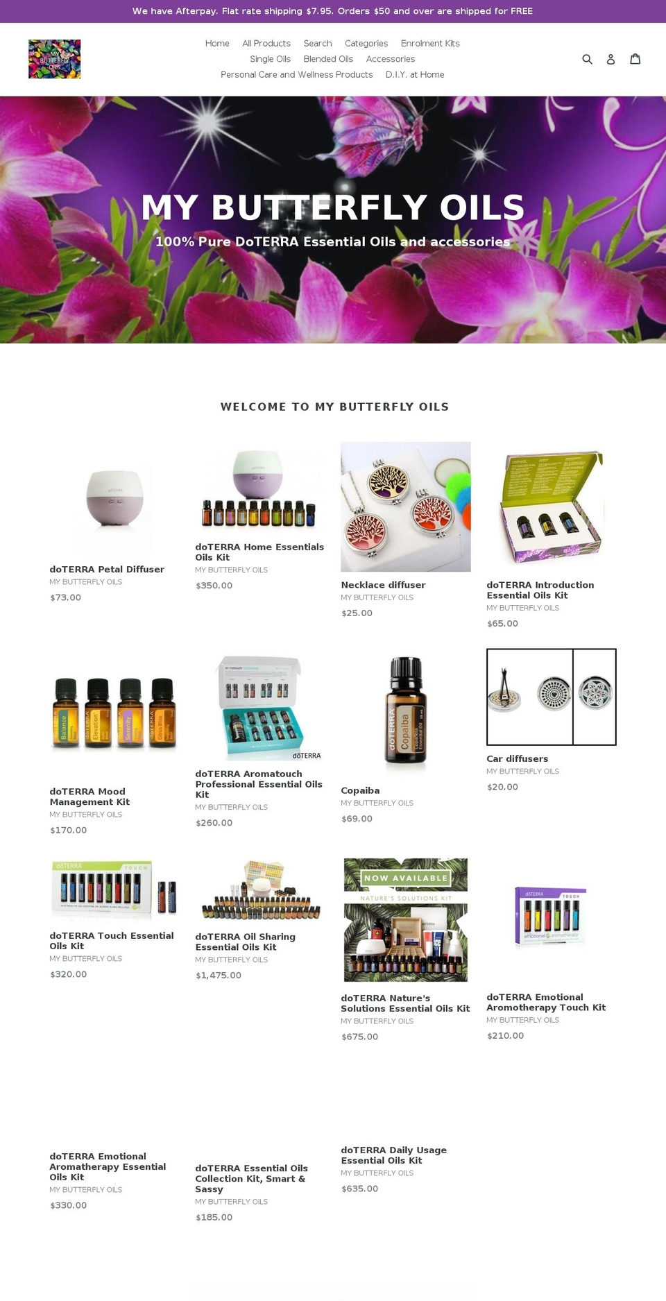 mybutterflyoils.com — Shopify storefront screenshot