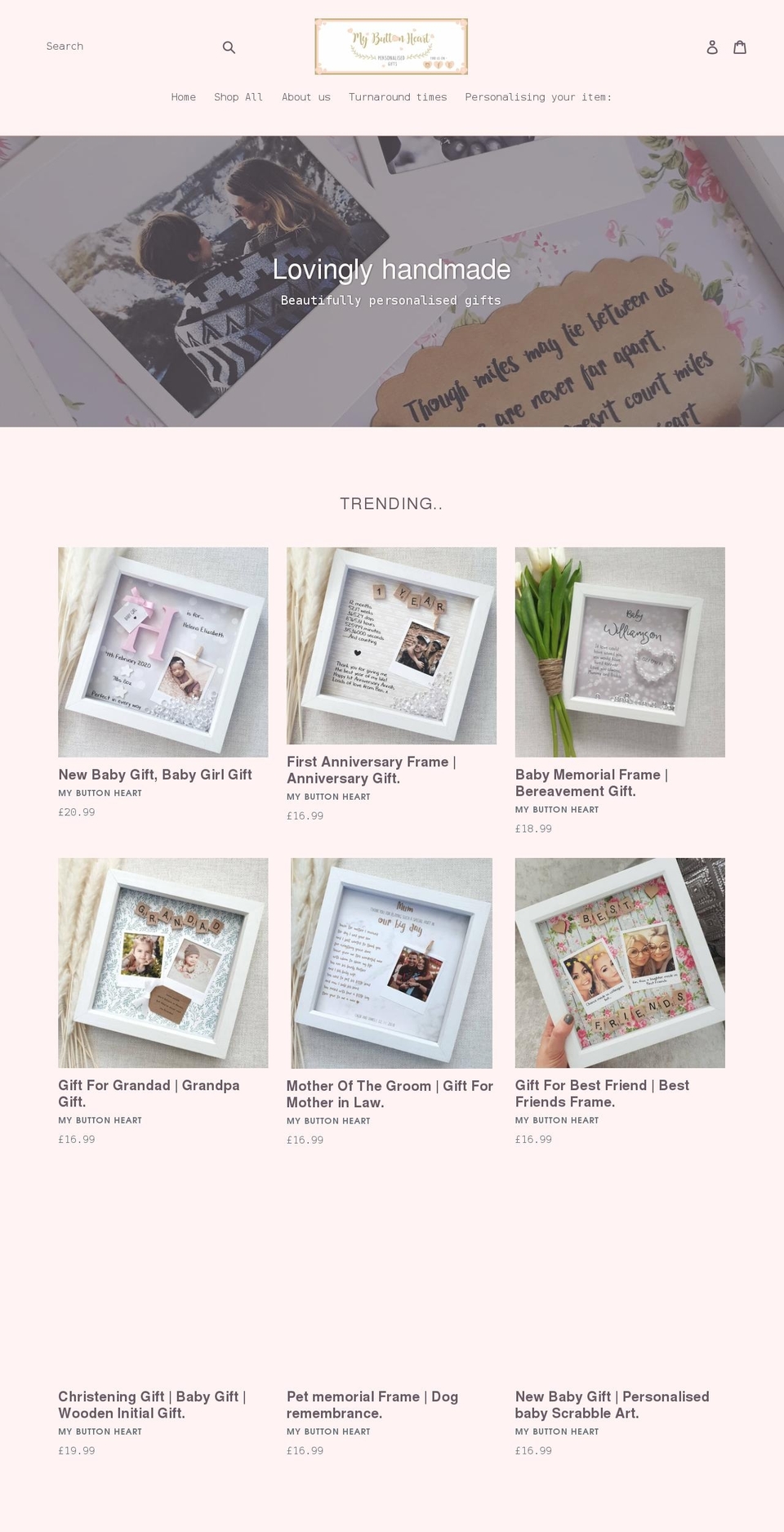 mybuttonheart.co.uk shopify website screenshot