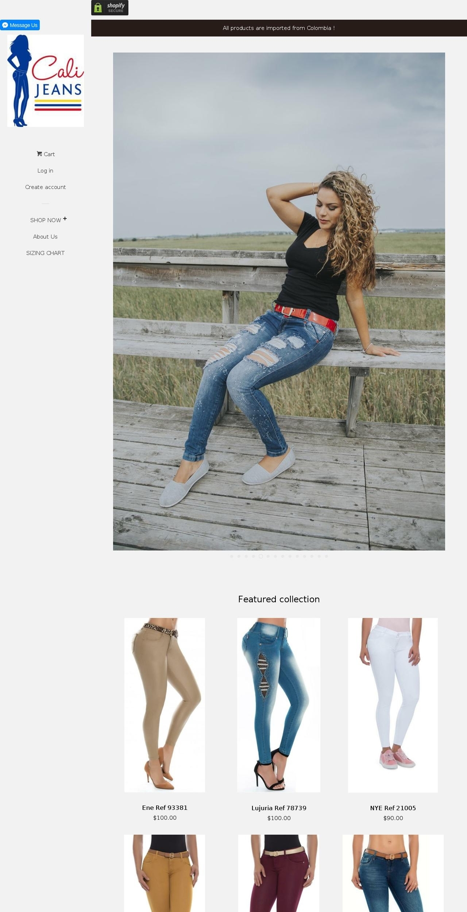 mycalijeans.com — Shopify storefront screenshot