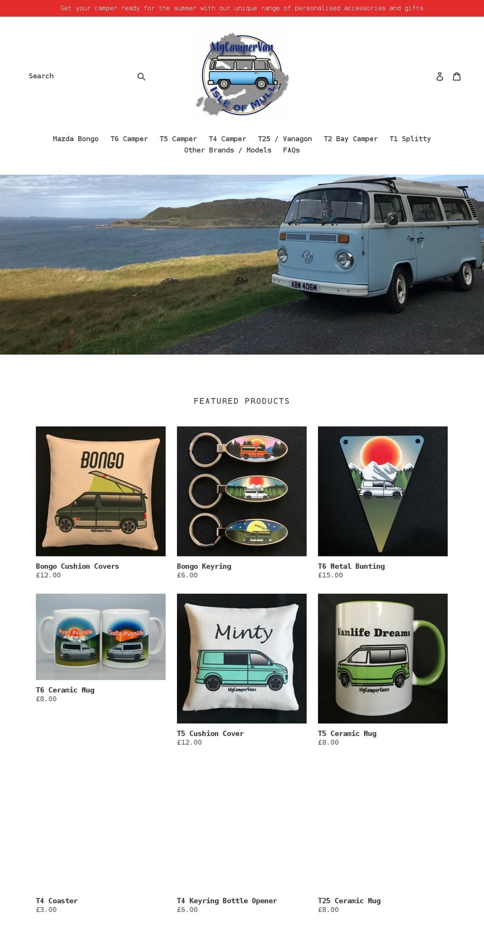 mycampervan.co.uk shopify website screenshot