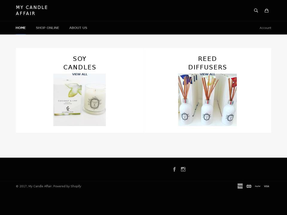 mycandleaffair.com shopify website screenshot
