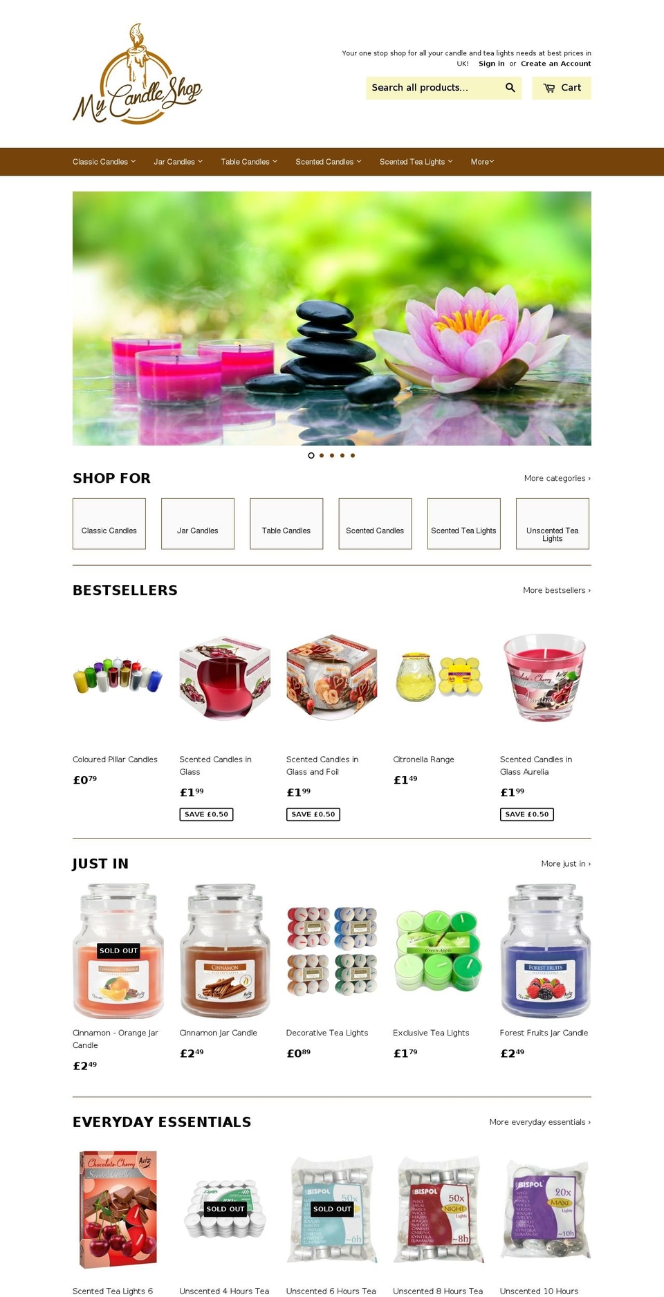 mycandleshop.co.uk shopify website screenshot