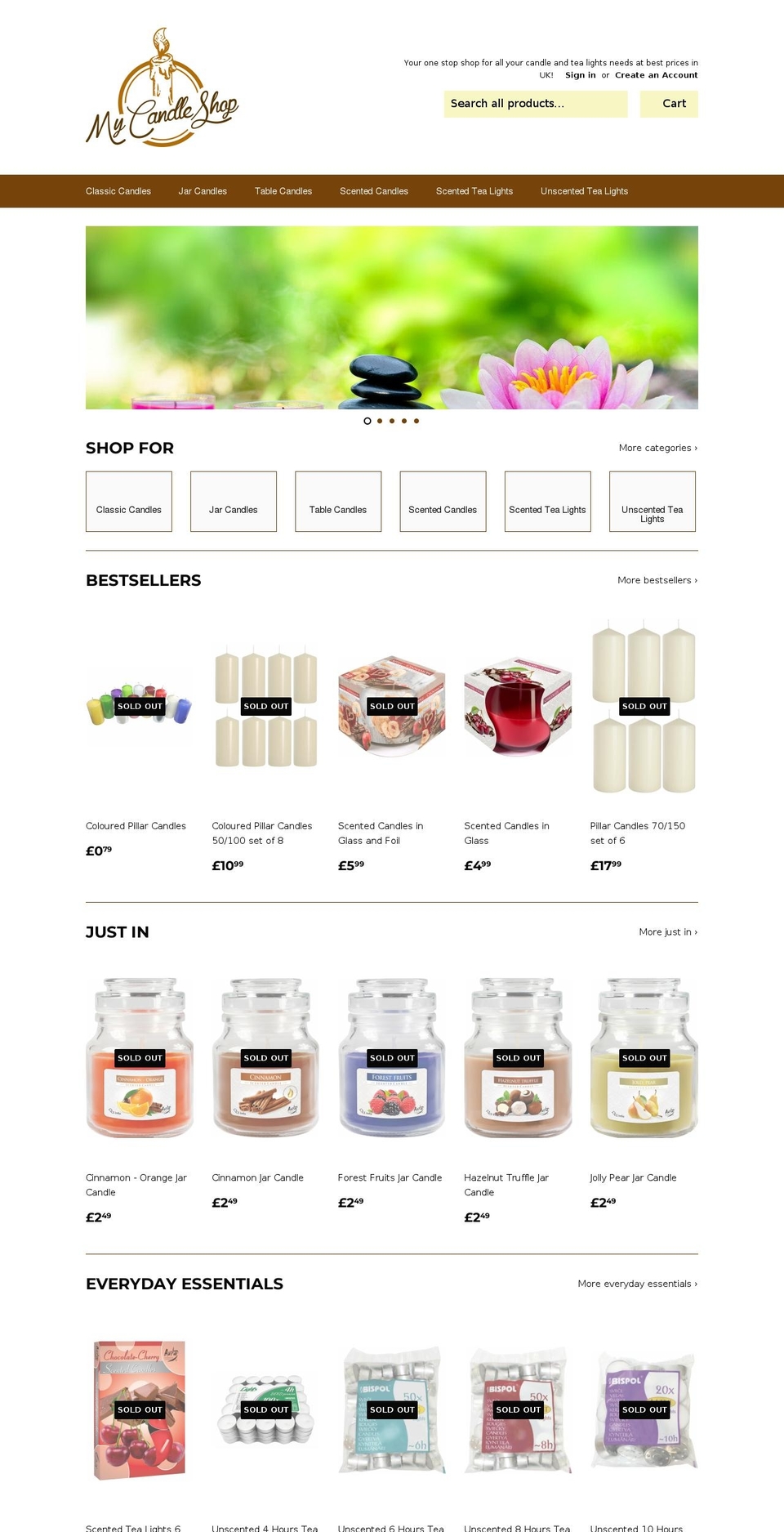 mycandleshop.uk shopify website screenshot