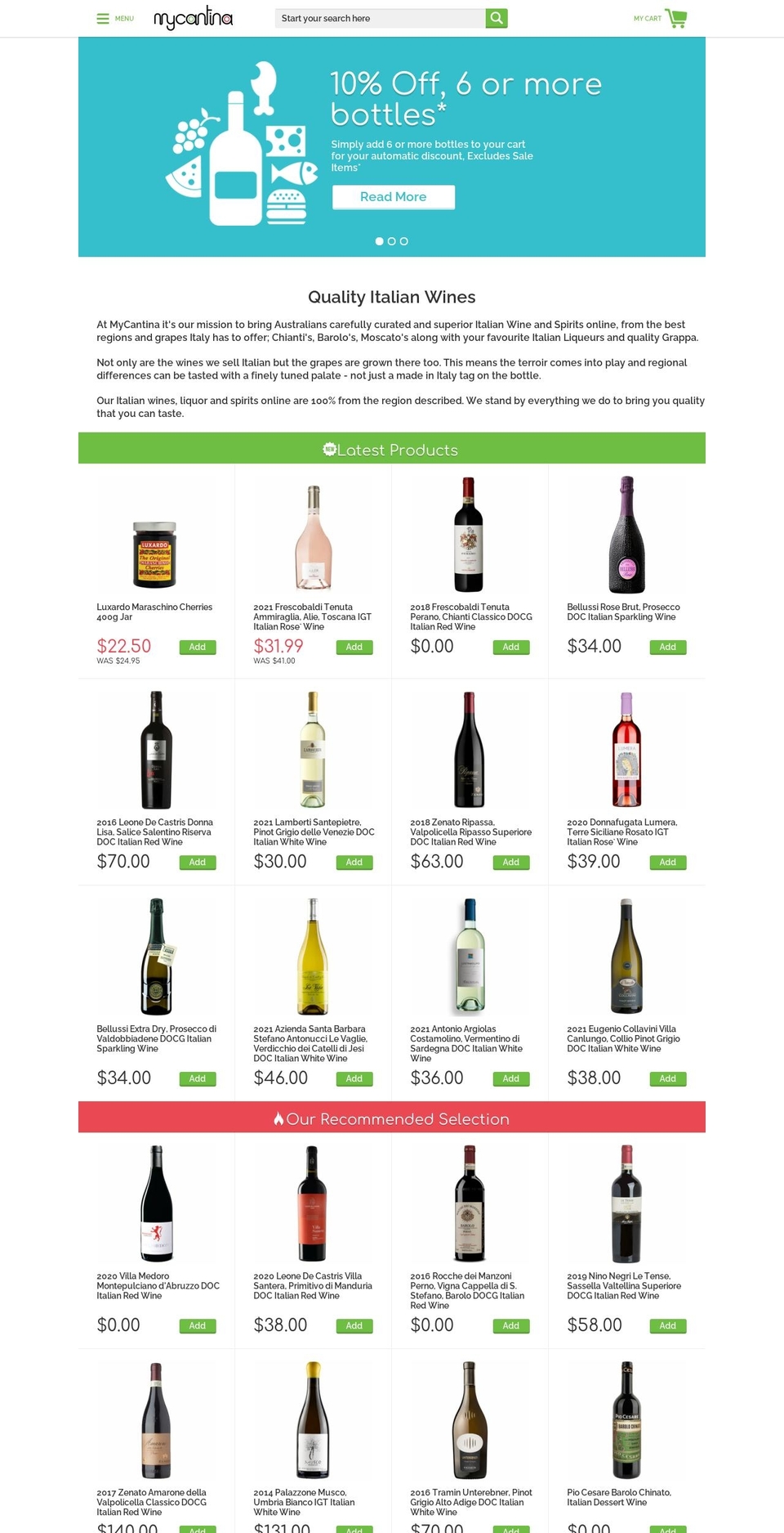 mycantina.com.au shopify website screenshot