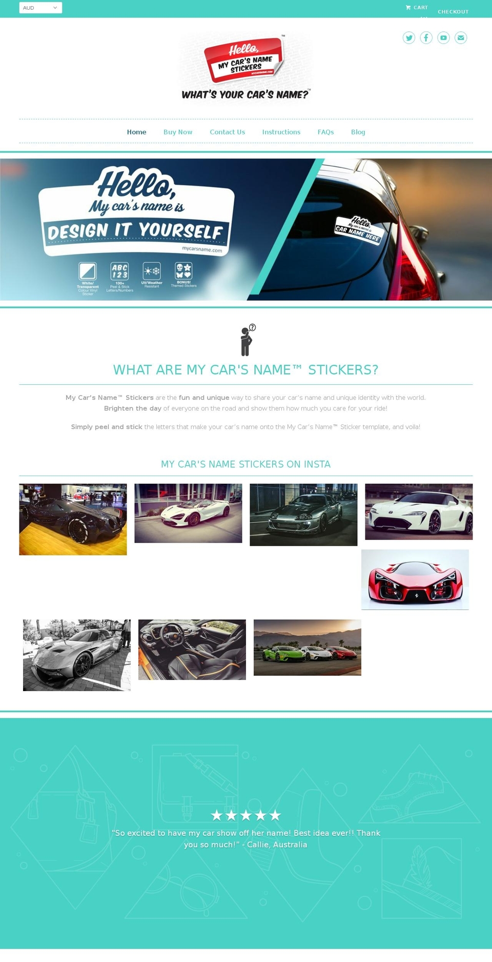 mycarsname.com — Shopify storefront screenshot