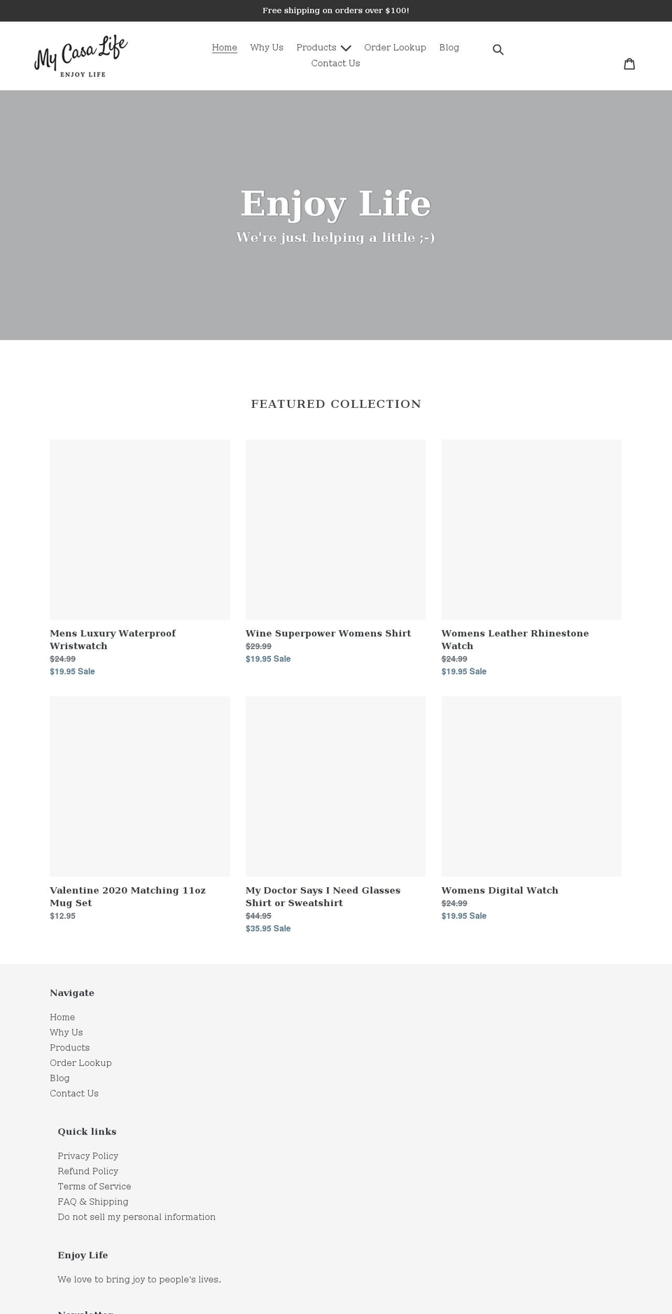 mycasalife.com shopify website screenshot