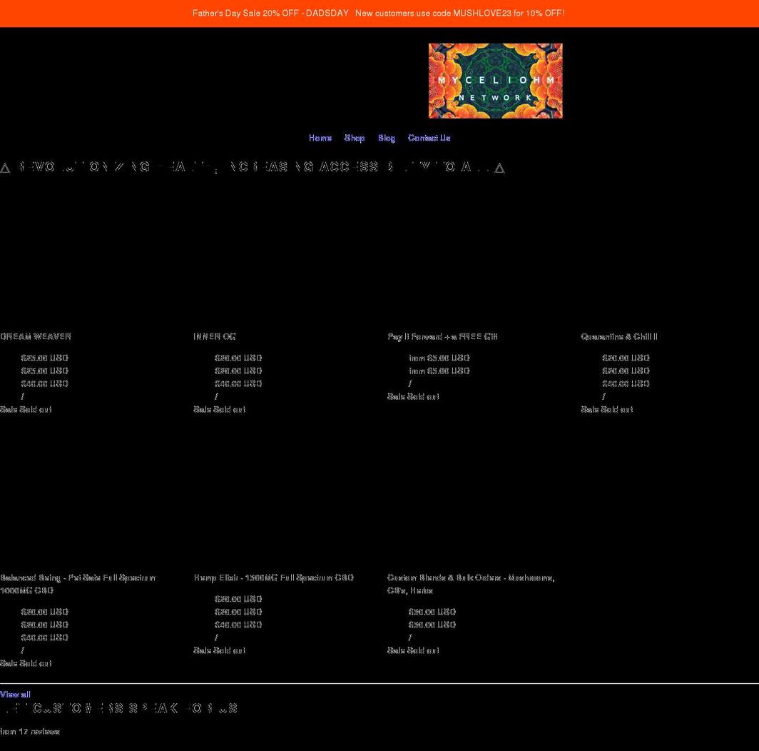 myceliohm.com shopify website screenshot