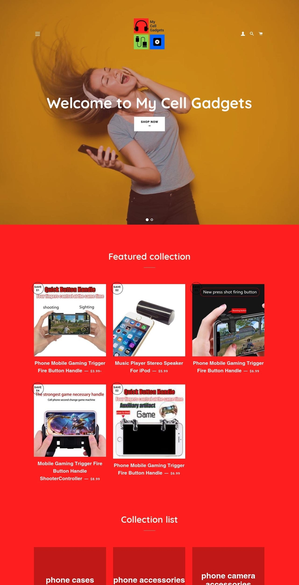 mycellgadgets.com — Shopify storefront screenshot