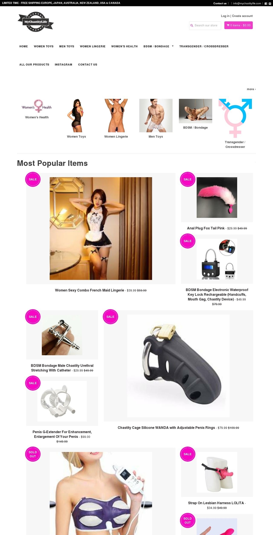 shopify-booster-theme Shopify theme site example mychastitylife.com