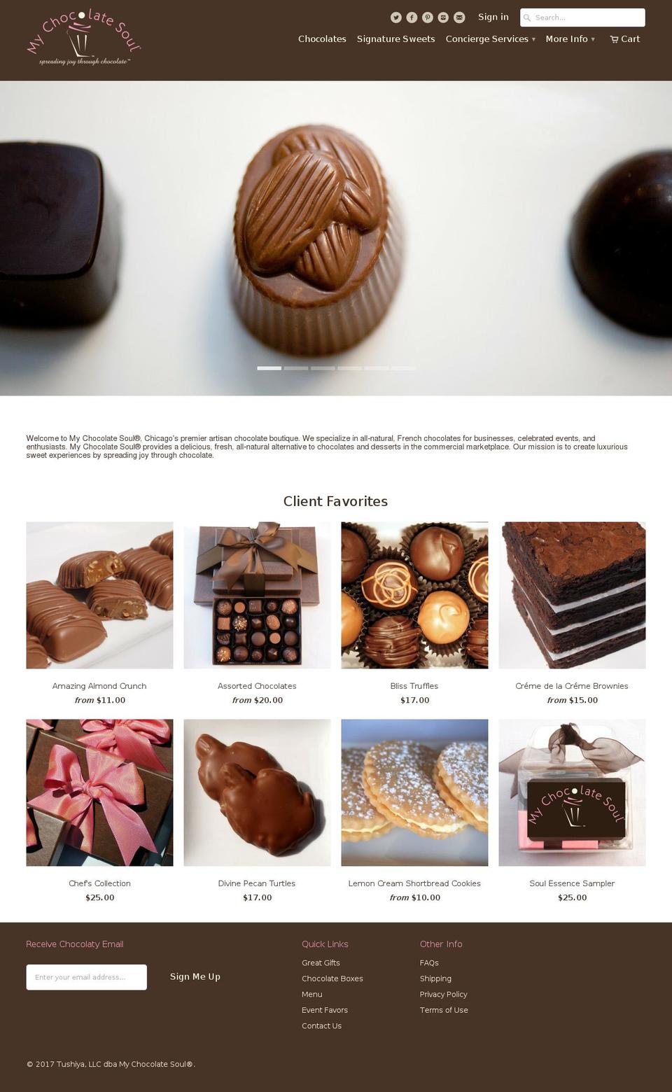 mychocolatesoul.com shopify website screenshot