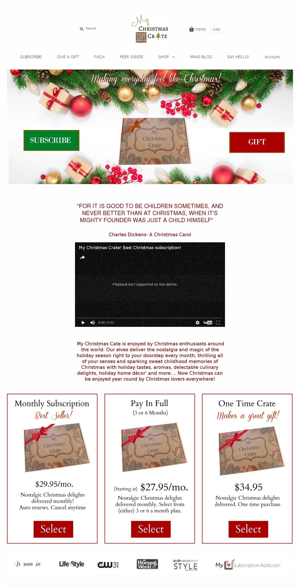 Pacific Shopify theme site example mychristmascrate.com