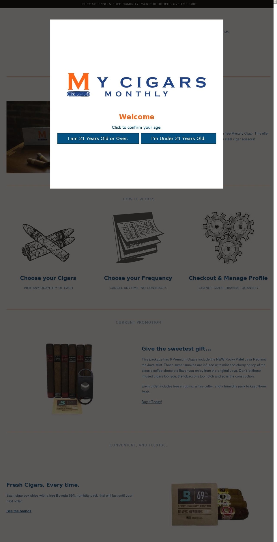 mycigarsmonthly.com — Shopify storefront screenshot